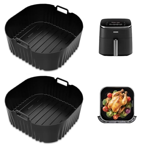 2 Piezas Molde Silicona Freidora de Aire, 23cm Caliente Air Fryer Accesorios Para Cosori 5,5L/6L/6,2L, Philips Série 2000 6.2L Na230/00,Reutilizables Accesorios Freidora De aire, Recipiente Air Fryer