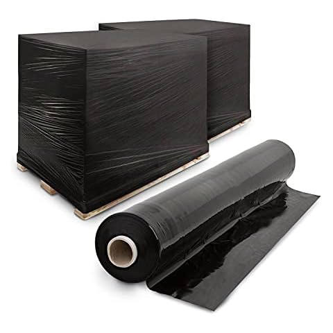 Merrimen Heavy Duty Pallet Stretch Shrink Wrap Roll | Strong & Secure Packaging Plastic Cling Film | Ideal for Packing, Moving Heavy Objects and Shifting Fragile Items | (Black - 400mm x 250m) Cover