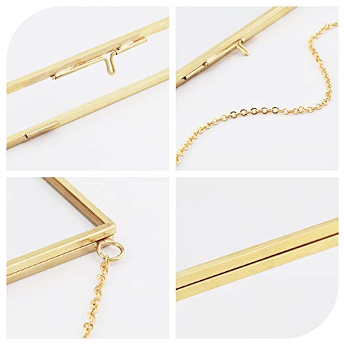 Tlbtek 8X8 Inch Brass Hanging Photo Frame,Double Glass Frame For Pressed Flowers,Clear Diy Vintage Artwork Display Frame Wall Mounted Photos Frame #TOP6