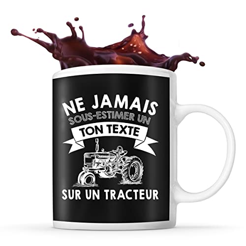 Planetee Mug tracteur Prénom métier âge Personnalisable | Tasse drôle pour Agriculteur | idée cadeau anniversaire Noël fête des Pères