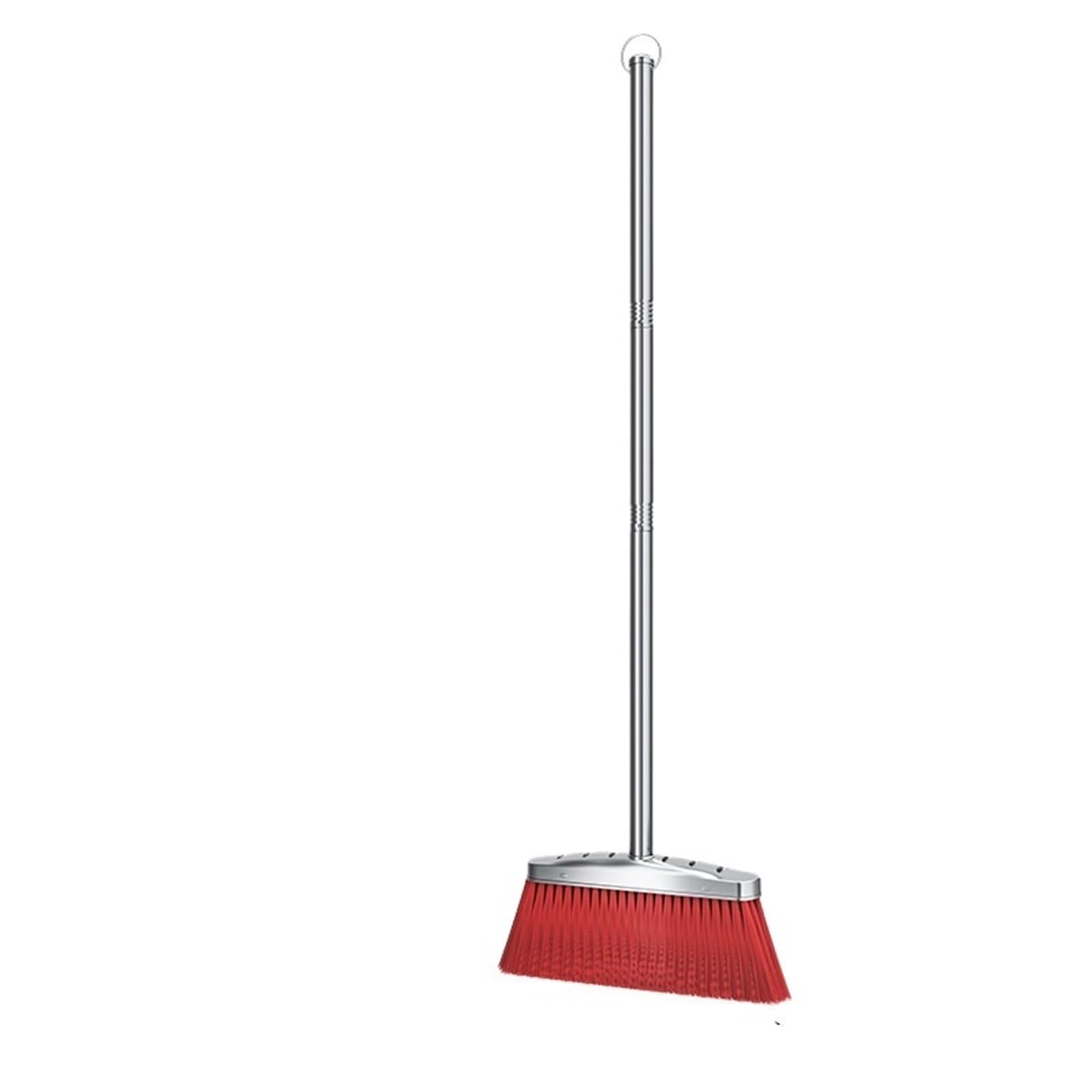 Stainless Steel Broom Set Thickened Single Dustpan Outdoor Indoor Commercial Use Household Cleaning Tool Sweeper Brush(Red broom)