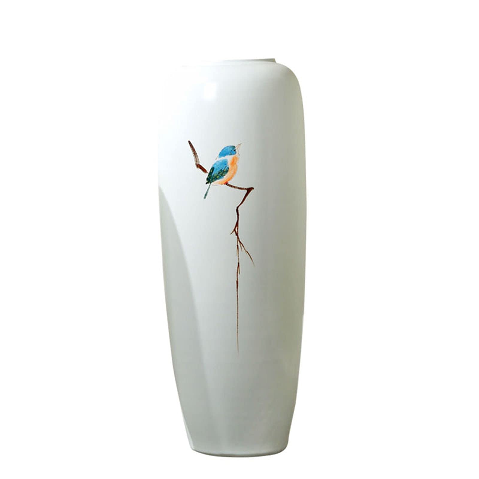 asdchZen Vintage Large Vase, White Ceramic Vase Hotel Corridor Corner Vase Floor-Standing Decorative Vase,26 * 70CM