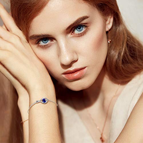 FANCIME Love Bracelet 925 Sterling Silver Infinity Birthstone Bracelets for Women Fine Jewelry Birthday Christmas Gifts for Her Mom Wife, Chain Length 6.7"+1.2" Extend3