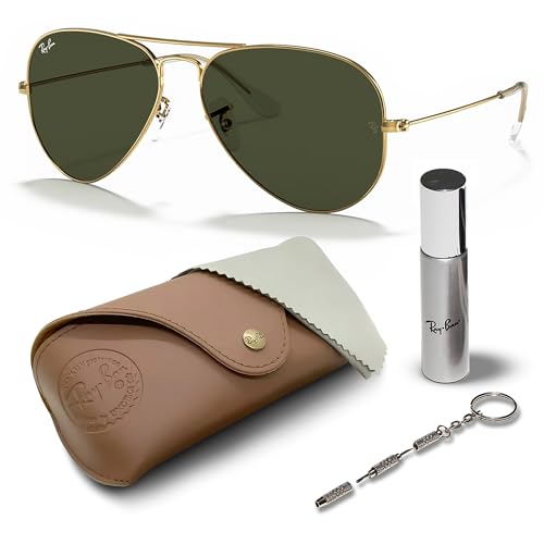 Ray-Ban RB3025 AVIATOR CLASSIC Pilot Shaped Sunglasses for Men & Women with Official RAYBAN Eyewear Kit