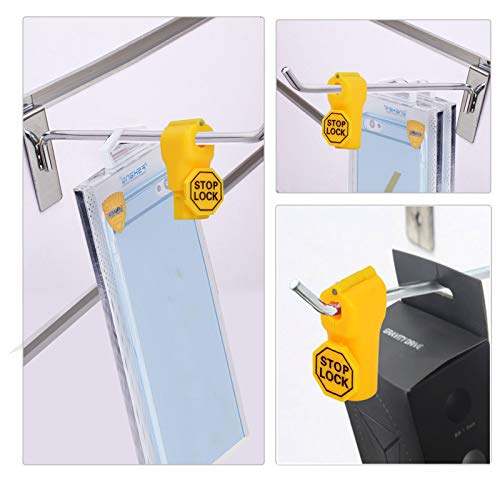 200 Pcs Magnetic Peg Hook Stop Lock 6Mm, Display Hook Magnet Security Locks Compatible With 4.5-5.9Mm Pegboard For Retail Store And Shopping Center (Yellow) #TOP5