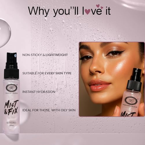 Fashion Colour MIST & FIX Setting Spray (30ML*3) | Setting Spray For Makeup Long Lasting | Mist Fix Shimmer | Illuminating & Hydrating Makeup Fixing Spray | Makeup Fixing Spray For Long-Lasting Makeup | Set of 3