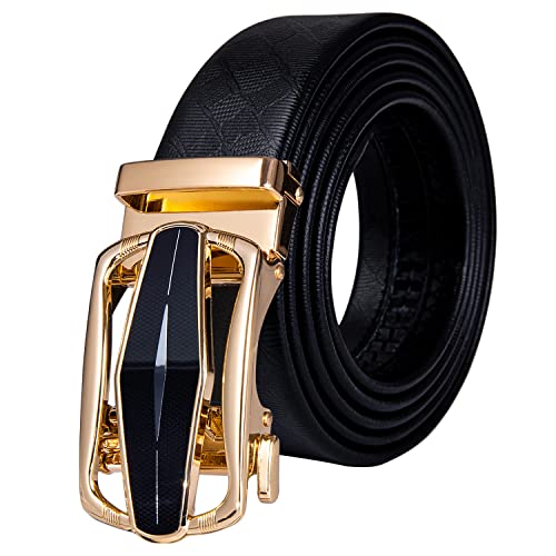 Image of Dubulle Designer Men's Belts, Ratchet Leather Sliding Buckle Dress Belt | 1 3 /8 inch(3.5cm) Genuine Leather Adjustable Strap, Automatic Ratcheting Buckles, Gift‑Boxed, Trim to Fit, for Business Casual