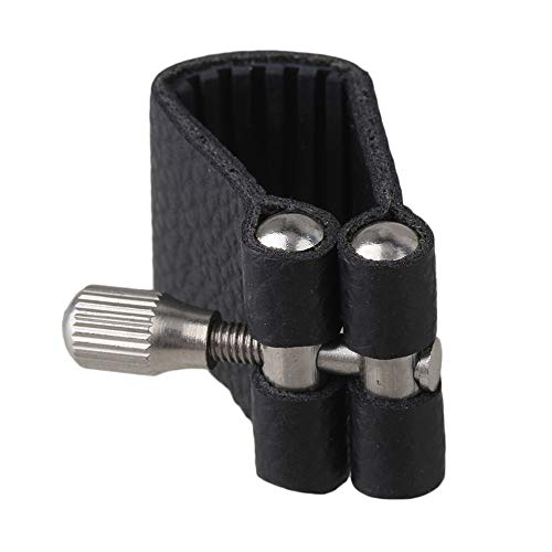 Emptty Black Alto Saxophone Ligature Fastener, Artificial Leather Alto Saxophone Ligature Mouthpiece for Alto Saxophone