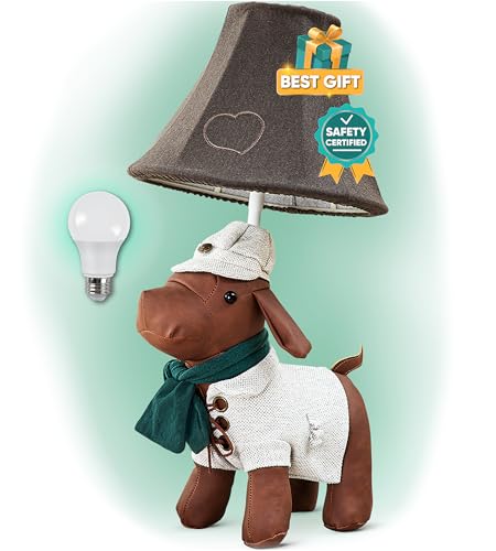 Dog Table Lamp for Kids Bedroom, Cute Animal Lamp Toddler Boys Girls Dog Room Decor Boys, Birthday Gifts Kids Teens Brother Sister Son Nephew Sibling Men Women Mothers Day Gifts - Present for All Ages