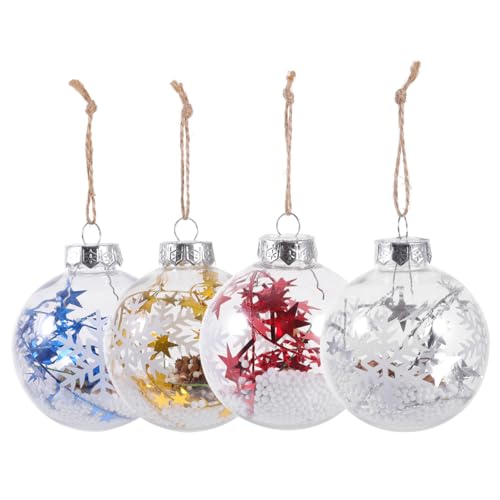 JOINPAYA 4 StüCk Weihnachtskugeln Transparent Mit Schneeflocken Innen Hochtransparenter Pet Christbaumschmuck FüR Weihnachtsbaum Dekoration Und Geschenk Leicht Zum AufhäNgen