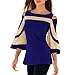 Price comparison product image Overdose Women Top Cold Shoulder 3/4 Sleeve Shirt Blouse Blue