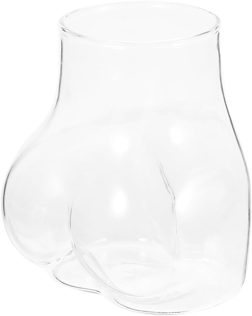 BBL Glass Set of 2 – 15oz Butt Shaped Drinking Glasses, Big Booty Novelty Cups, Funny Barware Gift for Adults, Unique Cocktail & Party Glassware