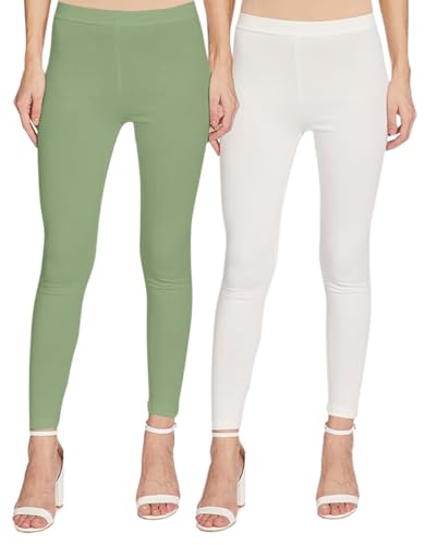 Image of JUNEBERRY Pure Cotton Skinny Fit Ankle Length Leggings Combo (Pack of 2)