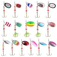 Vicloon Kunstköder Spinner Blinker Set, 16 Stücke Kunstköder Spinner Angeln, Pailletten kunstköder mit Aufbewahrungsbox für Forelle, Barsch, Zander,Lachs, Hecht, Walleye