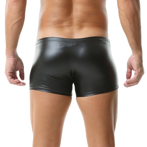 DTODWW Men's Faux Leather Boxer Shorts Wrestling Pants Elastic Tight Hot Shorts for Clubwear2