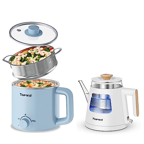 Olla eléctrica con vaporera Topwit 1.6L azul miniatura 1