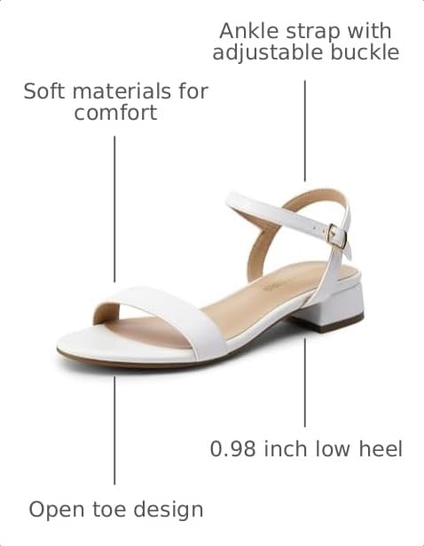 Image of DREAM PAIRS Women Black White Nude Clear Sandals Low Heel Dressy Sandals Ankle Strap Open Toe Chunky Block Heeled Summer Classic Comfortable Flat Shoes