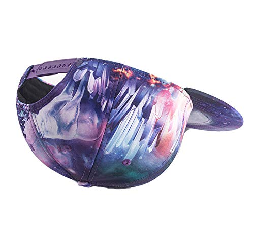 Quanhaigou Purple Galaxy Snapback Hat 3D Printed Fox Trucker Hat For Men Women, Hip Hop Flat Bill Brim Adjustable Baseball Cap #TOP4
