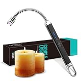 Lichtbogen Feuerzeug, Aufladbar USB Elektronisches Feuerzeug Stabfeuerzeug Kerzenanzünder Winddichtes Flammenlose Grillfeuerzeug Lighter für Kerzen, Grill, Küche, Herd, Gash (Schwarz)