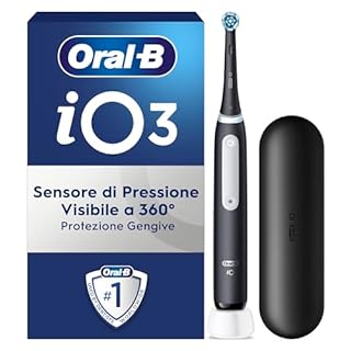 Oral-B Spazzolino Elettrico Ricaricabile iO 3 Nero, 1 Testina Di Ricambio, 1 Custodia Da Viaggio, 1 Spazzolino