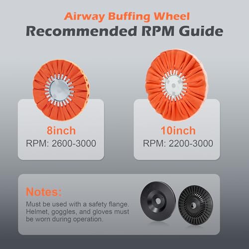 Image of 9 Pcs 8 inch Airway Buffing Wheel Kit for Angle Grinder, 3 Wheels, 3 Polishing Compounds, Buffing Rake & 1 Pair Safety Flanges, 5 /8 inch Arbor, for Aluminum Wheels, Tanks & Metal Mirror Polishing