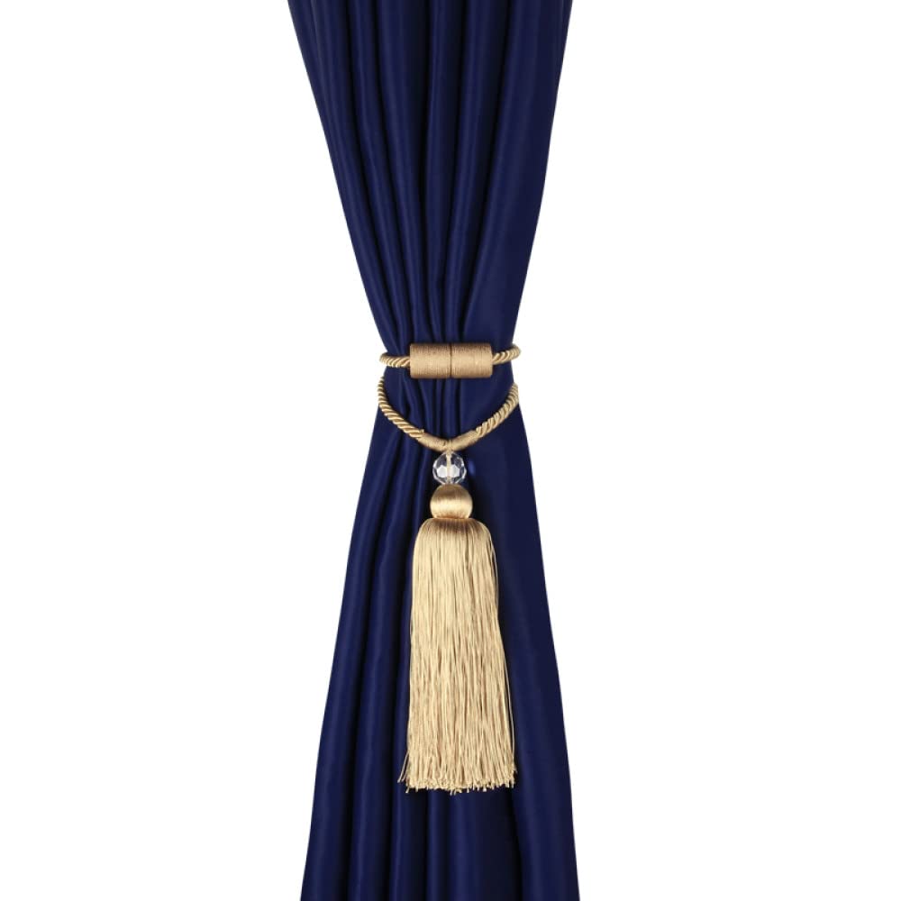 Embrasses de Rideaux magnétiques à Pompons, Boules dorées, décoration d'intérieur, Boucle magnétique, Corde, Accessoires pour Rideaux, 4 pièces,Gold-4pcs