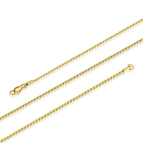 Fosir 2Mm 18K Gold Plated Stainless Steel Unique Rope Chain Necklace For Men Women,18/20/22/24/26/28/30 Inch #TOP21