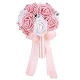 【Alta calidad】Nuestra flor de novia está hecha de polietileno de alta calidad y materiales de cinta, ligero, resistente al desgaste y elegante.