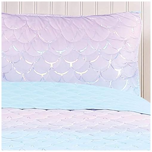 Tadpoles Girls Mermaid Pattern Quilt Set, Full Size, Iridescent