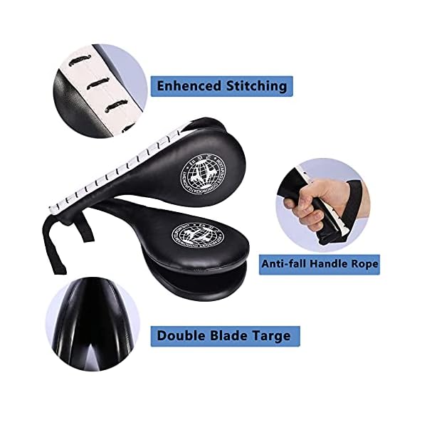 Taekwondo-Kick-Pads-Target-Durable-TKD-Kicking-Targets-Training-Paddles-Double-Strike-Pads-for-Kickboxing-and-Karate-Training-Striking-Pads-Black2-PCS Taekwondo Kick Pads, Target Durable TKD Kicking Targets Training Paddles, Double Strike Pads for Kickboxing and Karate Training Striking Pads (Black,2 PCS)