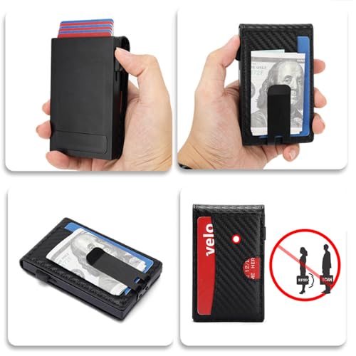 Custom Wallet for Men, Mens Wallet Minimalist Slim Wallet Personalized, RFID Blocking Smart Pop Up Wallet with Money Clip & ID Window, Metal Compact Wallet, Aluminum Credit Card Holder Wallet3