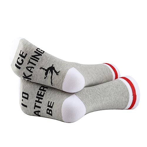 G2TUP 2 Pairs I'd Rather Be Ice Skating Socks - Figure Skating Gift for Skate Lovers and Skating Teams