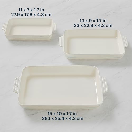 Pyrex 3-Piece Ceramic Bakeware Collection - Nonstick Casserole Dishes with Handles for Baking, Roasting, and Steaming - Image 4