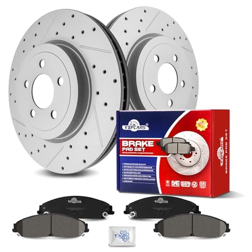 Ceramic Front Brakes Pad and Rotors Drilled Slotted Vented R