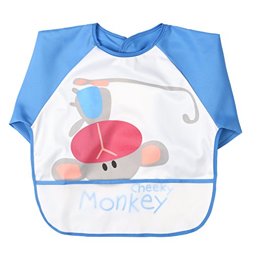 Babylaza de manga larga Babero, baberos bebe,lavable, resistente al agua y para niños de 1 a 3 años