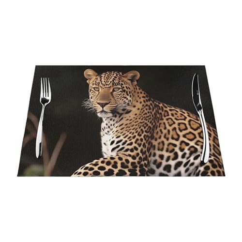 Lot de 6 sets de table léopard pour repas intérieur et extérieur