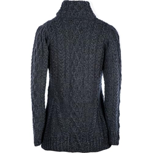 Image of 100% Irish Wool Women's Cable Knit Cardigan Sweater, Full Zip, Made in Ireland