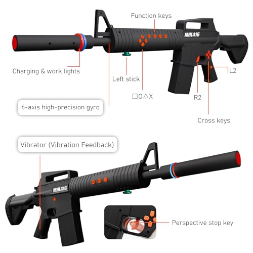Image of MHL416 Move Controller for PS4 - Wireless Gun Controller with Motion Aim, Authentic Feedback, Move Motion Tech, 1200mAh Battery Share Button, Non-Slip Grip(Black)