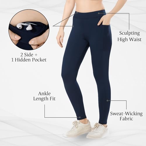 Image of TRASA Active Yoga Pants for Womens Gym High Waist with 3 Pockets, Tummy Control, Workout Pants 4 Way Stretch Yoga Leggings, Sizes - M,L,XL,2XL,3XL