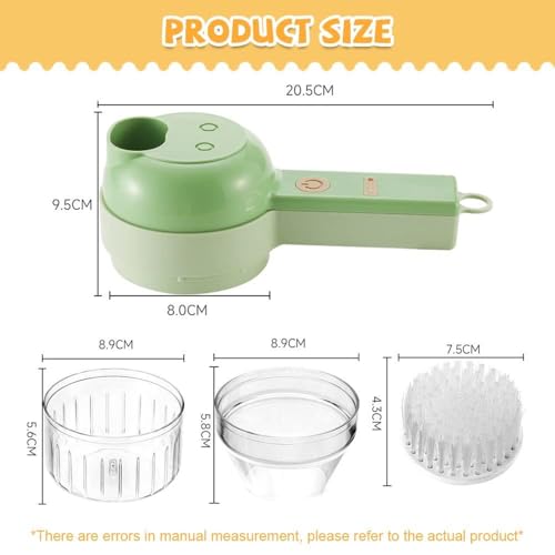 Image of 4 in 1 Handheld Electric Vegetable Cutter Set | Mini Food Chopper Slicer & Grinder for Garlic Onion Chili Pepper Fruits & Vegetables | Compact Rechargeable Kitchen Tool