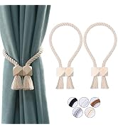 NICEEC Magnetische Vorhang-Raffhalter Aus Baumwolle & Holz, 46cm – Bohrfrei, Stylisch In Beige