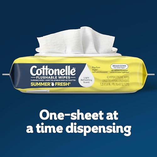 Image of Cottonelle Summer Fresh Scented Flushable Wipes, 2 Flip-Top Packs, 42 Wet Wipes per Pack