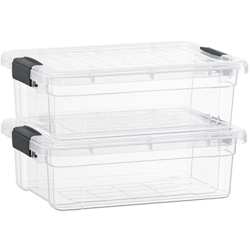 Image of Superio 7.4 Quart Clear Plastic Storage Bin with Lid, Stackable Organizer Box, BPA-Free Storage Container for Home, Garage, School & Office, 2 Pack