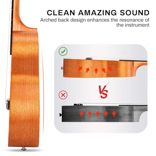 Image of AODSK Concert Ukulele Beginner Solid Mahogany 23 Inch Ukelele Kit with Gig Bag Strap Nylon String Tuner 3 picks Cloth Online Lesson