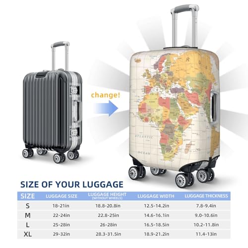 Vintage World Map1 Print Luggage Cover Elasticated Suitcase Covers TSA Approved Stylish Scratch Washable Resistant Case Protector for Kids and Adults4