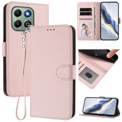 Pzwoxukhov Compatible with Honor X6B 4G Case Cover,Compatible with Honor X6A 4G Phone Case,Solid Color flip Shockproof Case Cover Pink