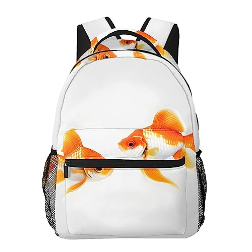 Mochila de viaje escolar de cerdo y pez dorado unisex 6