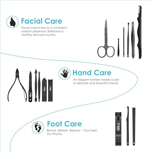 Beauté Secrets Professional Manicure Set 15 pcs,Stainless Steel Nail Clippers Scissors Cuticle Nipper Pedicure Tools Kit - Portable Travel Grooming Kit for Men and Women with Luxurious Case Blue (Blue) - Image 4