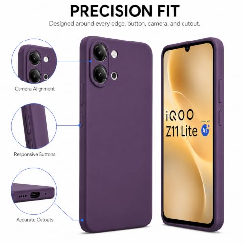 Image of FIRST MART Matte Silicone Back Cover for iQOO Z11 Lite - Purple