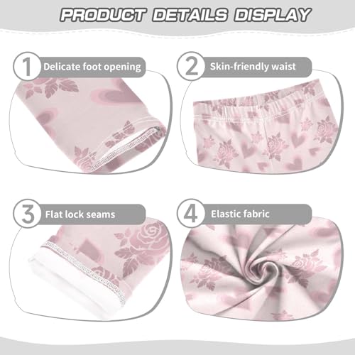 Hearts and Roses Girls Leggings,Workout Leggings for Girls Toddler Athletic Leggings Size for 3-10T3